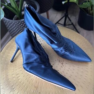 Zara navy blue satin shoe